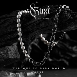 极速GUXI【逃跑计划】巴洛克灰珍珠钛钢项链男设计V感小众毛衣链