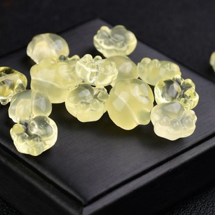 10mm 极速天然黄水晶猫爪通孔配件 约H18 ZW212 DIY手串项链
