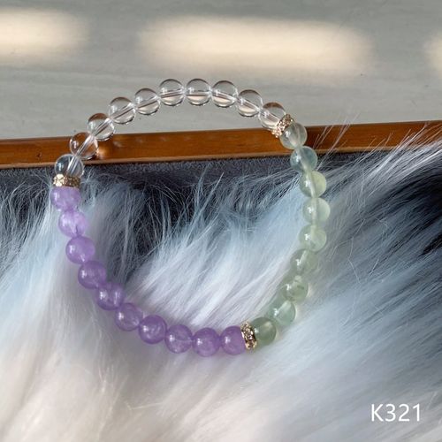 极速天然白水晶薰衣草紫水晶w葡萄石单圈手链 6mm K321