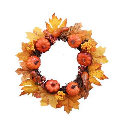 极速Halloween Ajutumn Door Wreath Pumpkin Berries Pine Cone