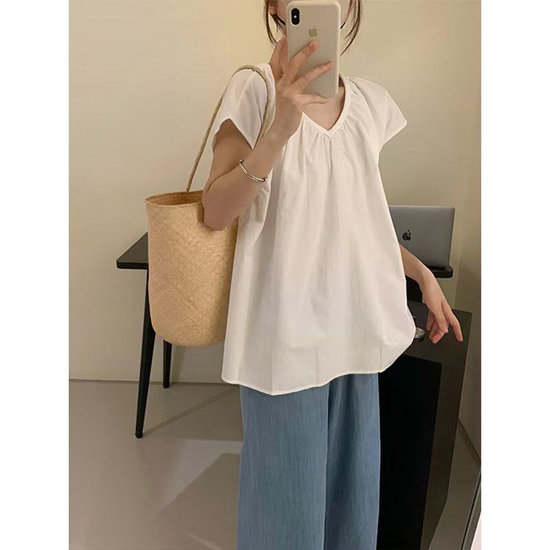 新品孕妇装夏e装2025新款套装夏季短袖娃娃雪纺衬衫上衣无袖显瘦