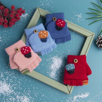 极速手套b男童幼儿园耶诞手套儿童女宝3岁女童2-4岁漏手指头可爱