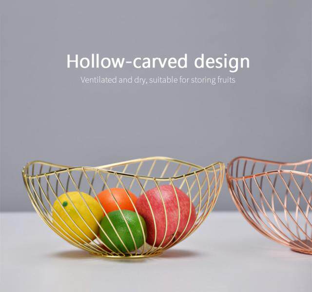 新品Nordice Style Iron Fruit Bowl Basket Metal Wire Fruit Sn
