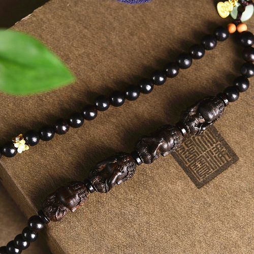 极速黑檀搭配沉香四q不佛手机链 三眼天珠 TY1692