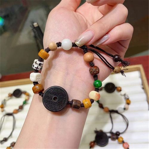 极速沉香山鬼花钱多宝手链 搭配牦牛骨 贸易珠K 桃木 老山檀 TY12