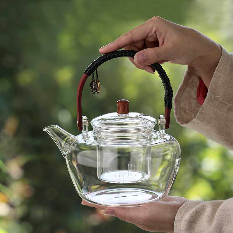 极速蒸汽煮茶壶耐热玻璃提梁壶z大容量透明蒸茶器茶水分离蒸气水