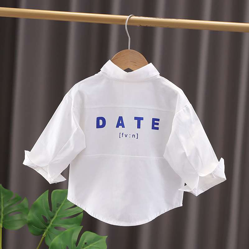 极速男童棉质百搭白色衬衫潮202B2春秋季款中小童洋气宝宝儿童长