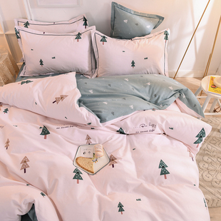 极速北欧风加厚全棉磨毛0.9/1.2/1.35米学生宿舍V床笠三件套儿童