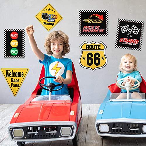 极速12 Pieces Race Car Party DeAcorations Funny Race Car Sig