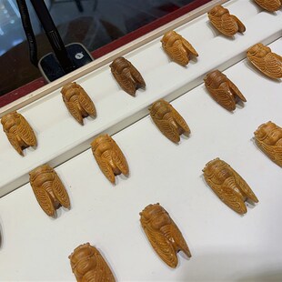 TY717 DIY手机链包挂钥匙扣吊W坠 极速天然绿檀一鸣惊人吊坠 知了