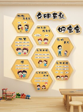 新品文明礼仪幼儿园环创主题墙半成品境布置材料T楼梯走廊大厅装