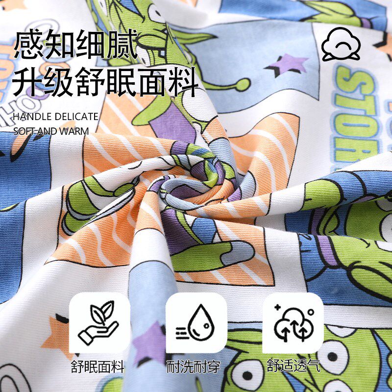 新品巴斯光年睡衣男款夏季纯棉短B袖青少年卡通大码家居服夏天男