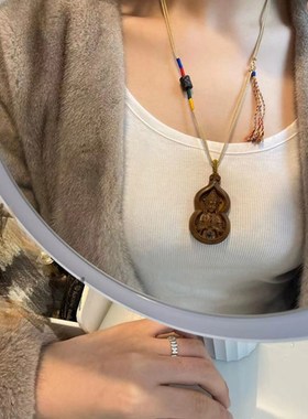 极速绿檀观音吊坠 带心经放大器 精H美项链绳毛衣链 TY267