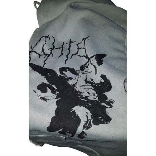新品Plusc Size Y2K Hoodie Zip-up Sweatshirt Angel Printing J