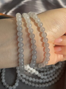 极速天然烟紫和田玉k6mm108颗长链 冰透均匀 DIY项链手链 T456