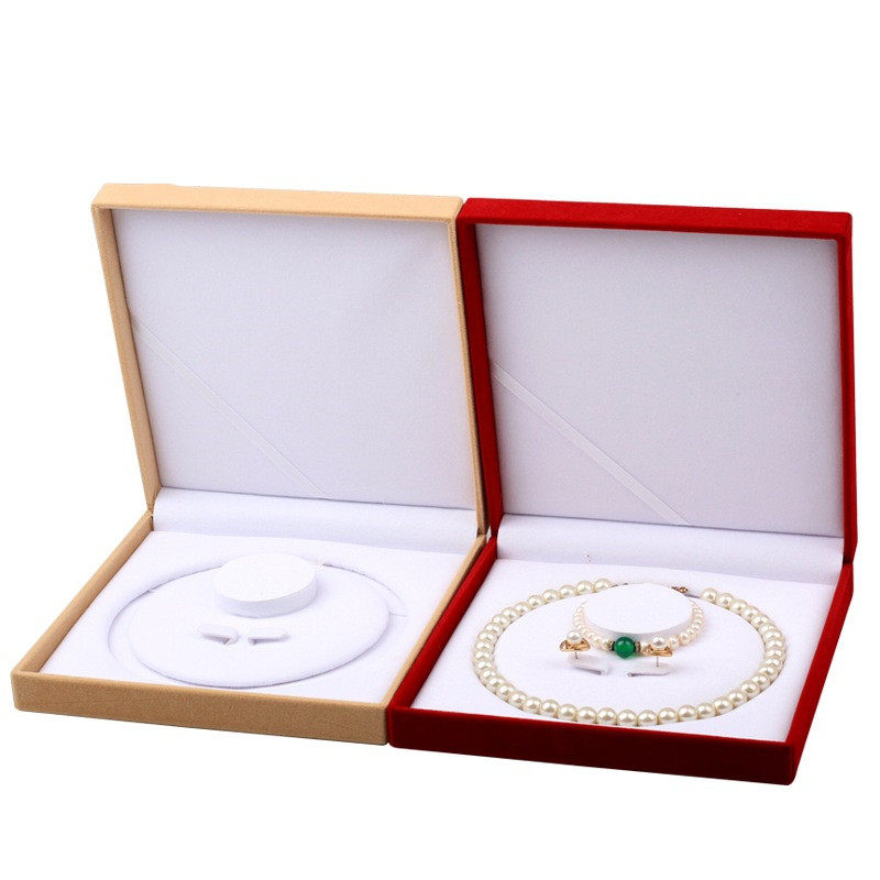 极速绒布珍珠盒项链手链手镯耳钉首饰盒H母亲节送妈妈礼物三件套