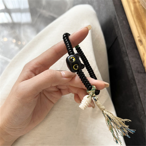 极速椰壳隔片搭h配黑檀猫头手串 3*7mm 根付鱼骨头 DM141