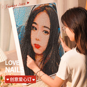 新品 钉子画diy定制照片手w工订制礼物创意图钉画拼图相片真人像送