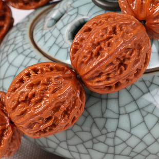 极速野生高抛灯笼核桃手串小秋z子多棱大手持麻核桃串文玩手把件