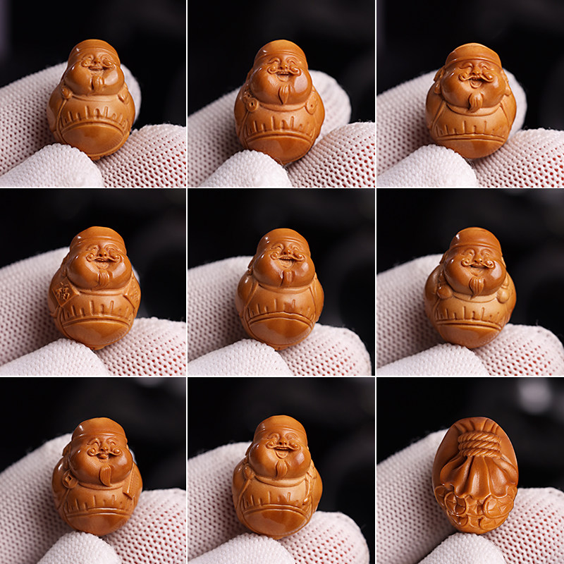 新品橄榄核手串八宝财神2.0大籽手工雕刻八方来财V核雕文玩把件手图片