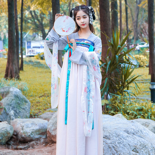 新品九夜c汉服女古装齐胸襦裙对襟汉服飘逸绣花刺绣舞蹈服装日常