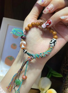 极速无齿金刚菩提手链 搭配玛瑙天珠 紫檀葫芦 YCF119