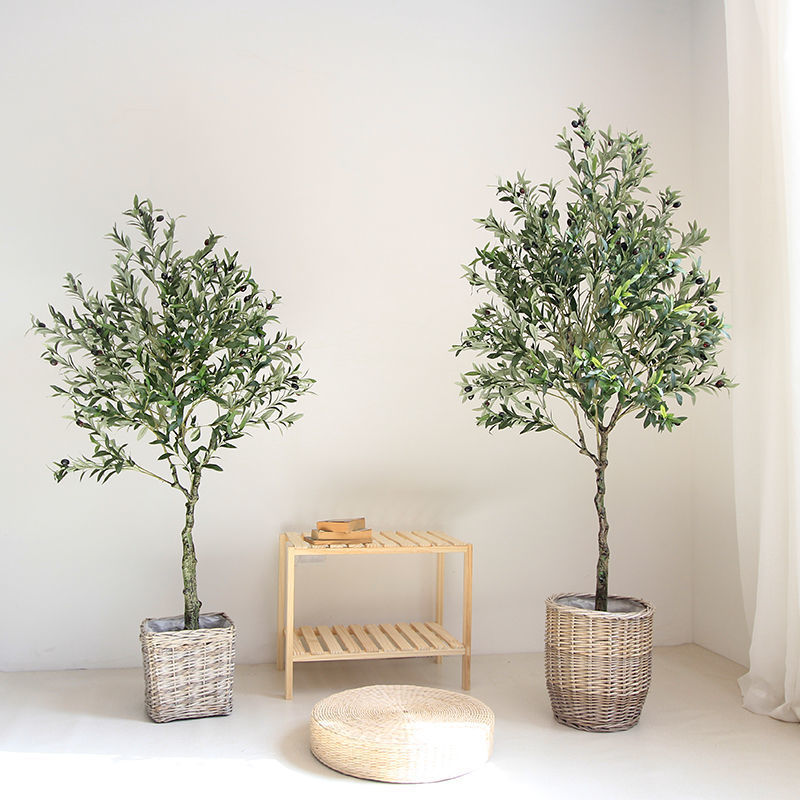 极速仿真橄榄树北欧风绿植盆栽落地大F型假植物家居装饰假花仿真