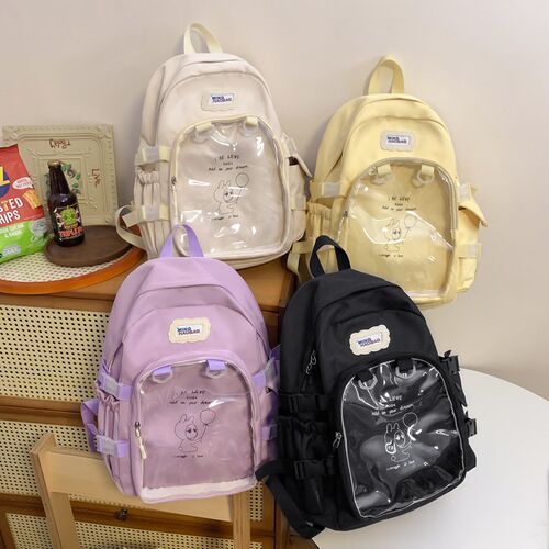 新品双肩痛包大食量娃包学院风日常校园初中女百R搭大容量纯色透