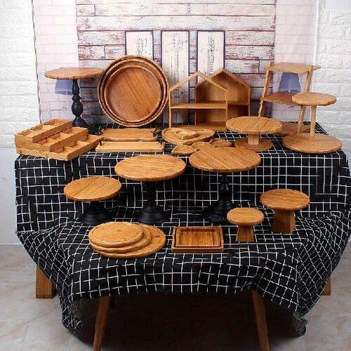 新品Wood Cake Table Dessert CaBndy Food Decoration for Lawn