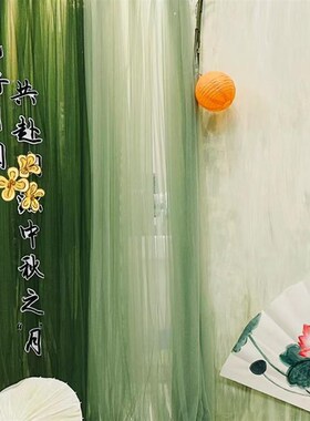 极速国风绿色纱幔庭院凉亭民宿户外E装饰网纱新中式幼儿园环创布