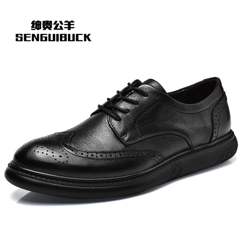 新品布洛克男鞋特大码45s真皮英伦潮流商务百搭特大号46男士休闲