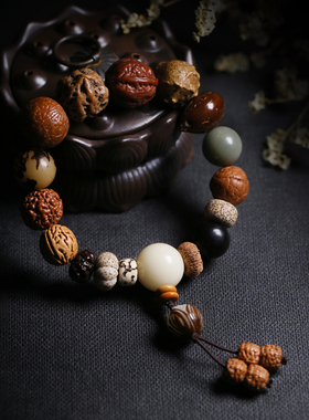 极速十八子菩提子手串男女天然配饰多宝原籽桃核莲花凤Y眼金刚文