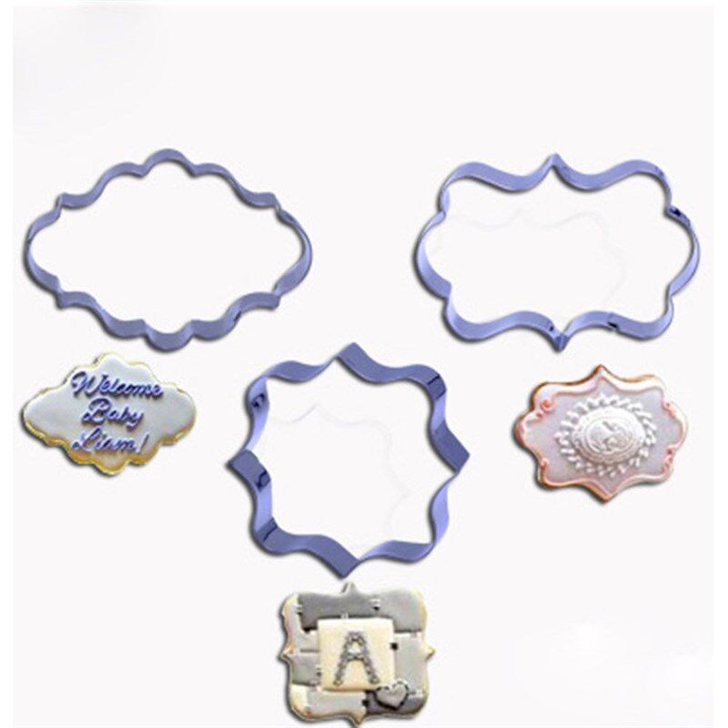 新品3pcsc Sugar Biscuit Mold Plaque Cutter Cookies Frame Diy