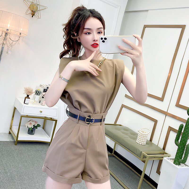 新品御姐范时髦洋气阔腿裤套装女夏D季小个子穿搭一整套显高短裤