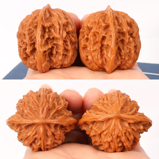 极速文玩盘龙纹狮子头老款核桃A密纹麻核桃官帽满天星手玩核桃包