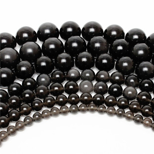 极速6~16mm天然冰种黑曜石半成品水晶散珠圆珠隔珠顶珠YDIY手串链