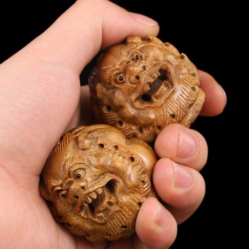 极速黄杨木实心狮子头健身手球球文玩手玩手把件R中年人手握球摆