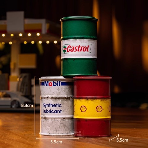 复古迷你铁微缩油罐摆件油桶模型