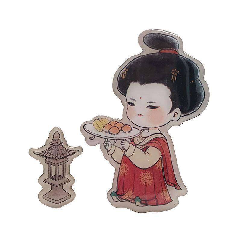 西安旅游纪念品陕西博物馆唐簪花仕女唐妞q版创意冰箱贴伴手礼