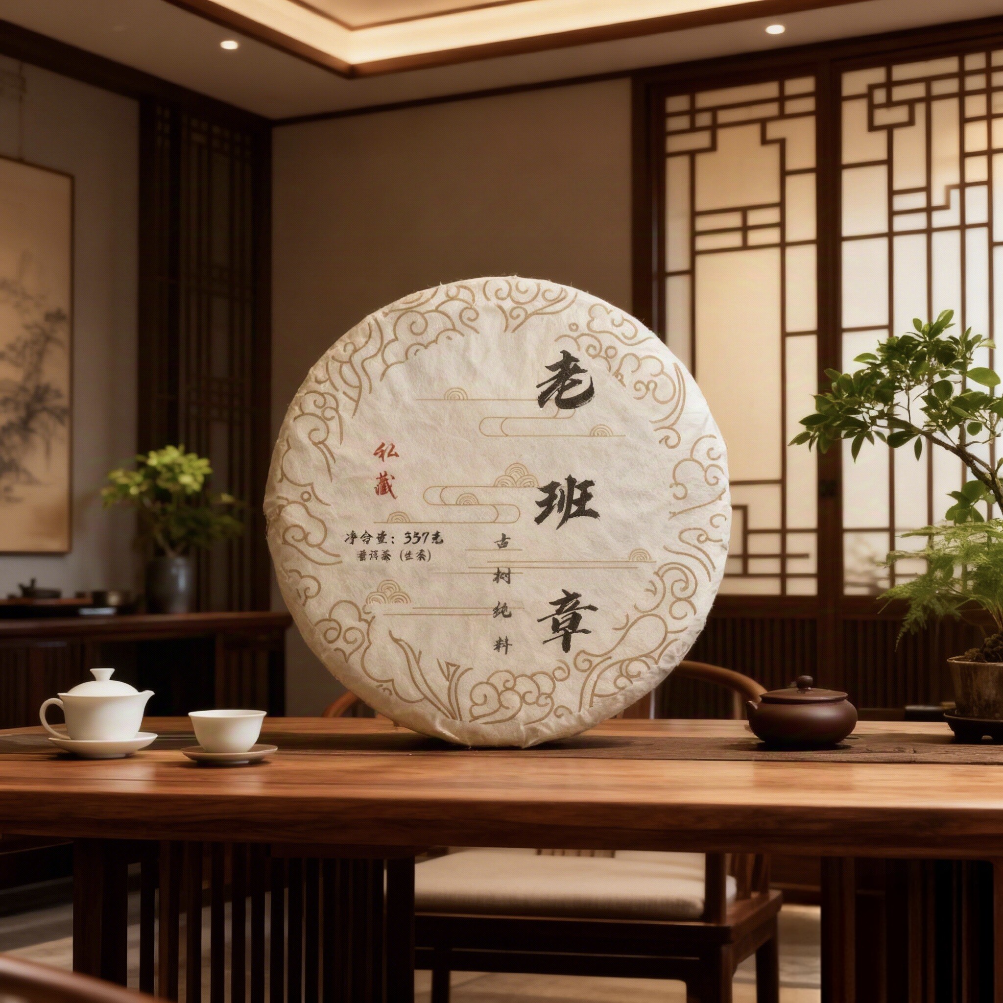 老班章古树纯料2023年头春头采私藏勐海茶357克生茶饼普洱茶生茶