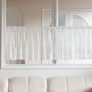 小窗帘遮挡半帘女生卧室卫生间门帘半截飘窗隔断蕾丝公主美式短帘