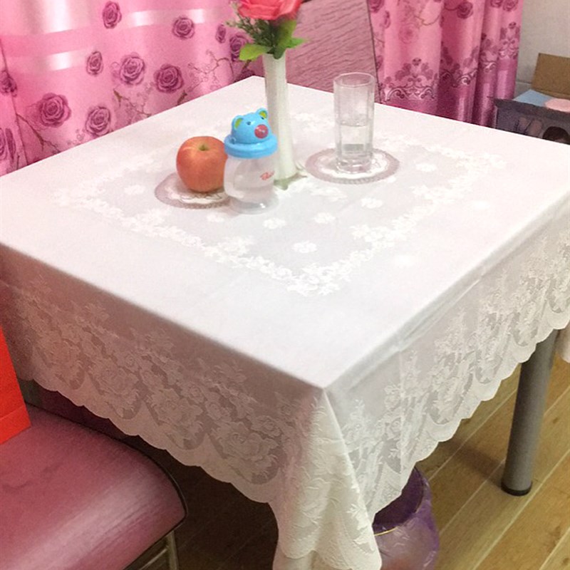 订做塑料防水防烫免洗防油纯白素色桌布小清新方桌台布正方形桌布