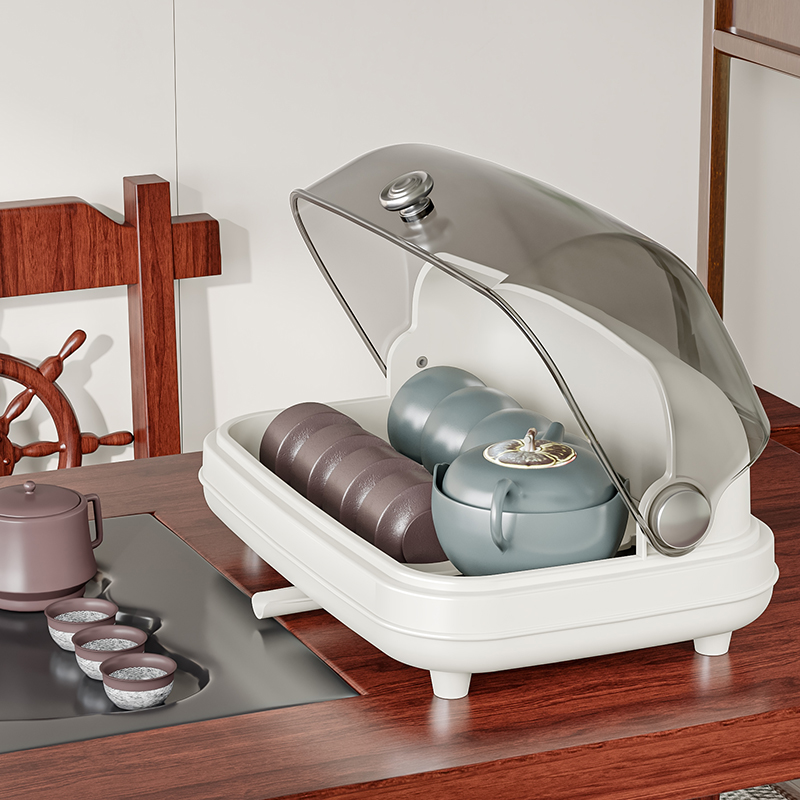 茶具收纳盒茶桌茶杯架子桌面防尘沥水装放茶壶玻璃水杯收纳置物架