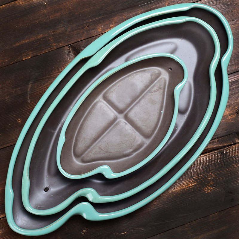 YOU盆景花盆陶瓷特大号室内阳台微景观椭圆形盆栽假山盆景盆