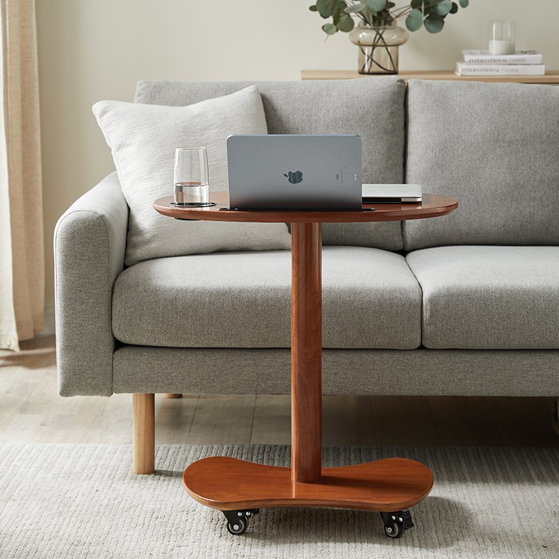 可移动小茶几带轮沙发边几实木角几简约边桌美式小方几家用床边桌