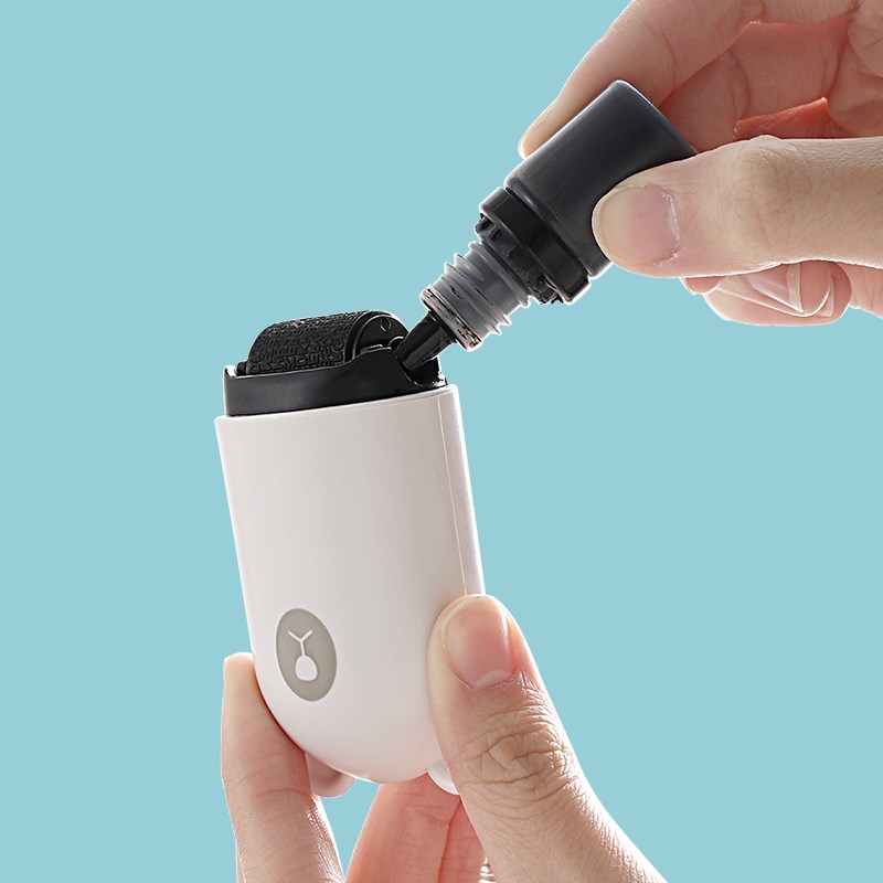 滚轮式保密印章专用印油黑色防水速干不易粘手涂码替换补充小瓶装