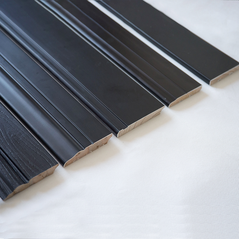 哑光烤漆平板木纹地脚线黑色实木踢脚线极窄线条贴脚线极简地角线