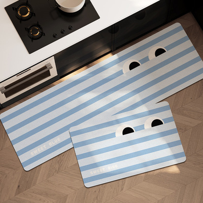 可爱大眼硅藻泥厨房地垫吸水速干防滑浴室脚垫浴室耐磨防摔地垫