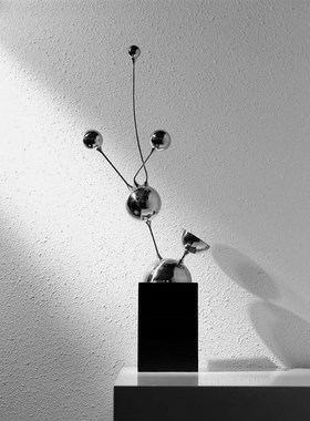 现代极简抽象分子l摆件店属客厅样板间酒流动分子电视柜酒柜玄关