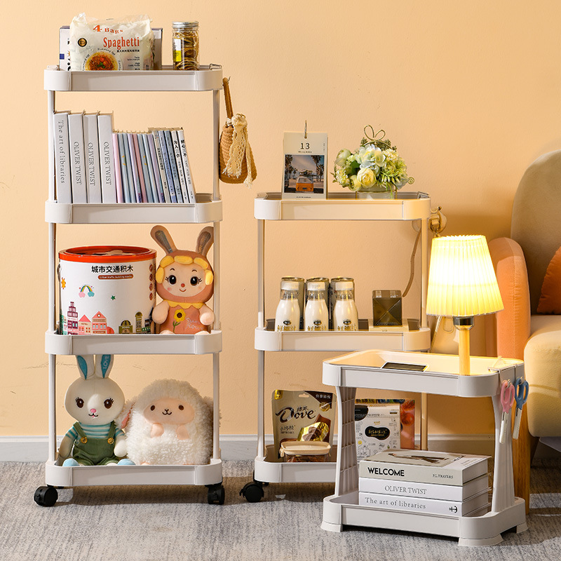 塑料置物架书本收纳浴室卧室厨房多层小推车可移动收纳架免安装
